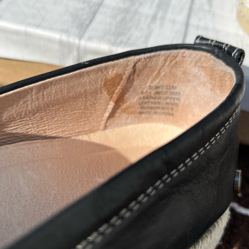 Black Leather Espadrille Slip-On Shoes - Women - Picture 13 of 14